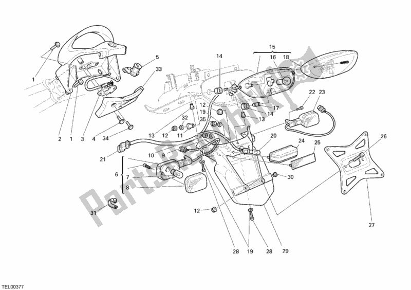 Todas as partes de Luz Traseira do Ducati Sport ST3 S ABS 1000 2007